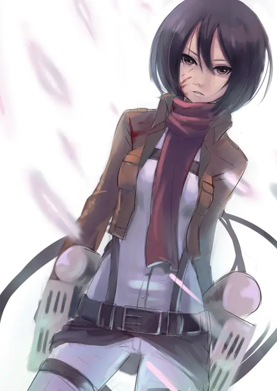 Gambar Mikasa Ackerman dalam cerita Attack on Titan Lost Girls Part 2