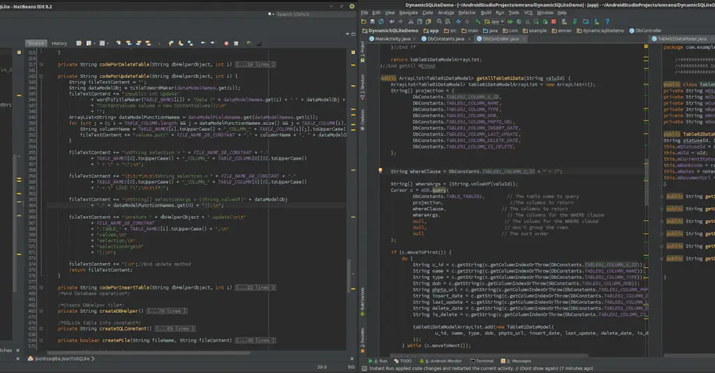 Contoh kode untuk menonaktifkan animasi di Android Studio