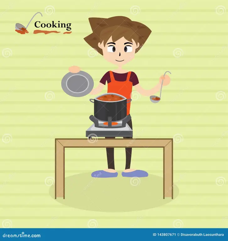 Gambar seorang koki anime sedang memasak makanan yang lezat