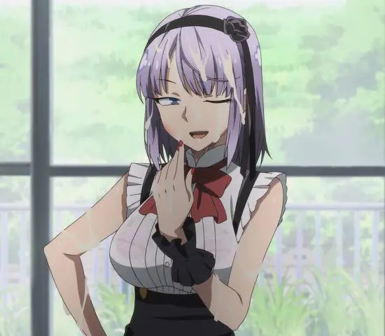 Gambar Kokonotsu dan Hotaru sedang berinteraksi di toko dagashi