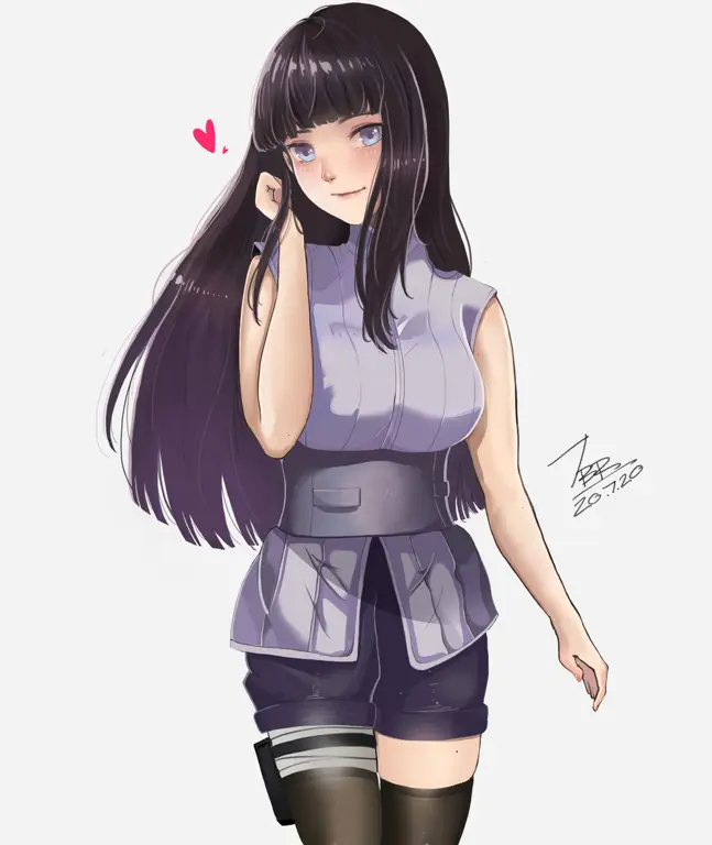 Gambar fanart Hinata Hyuga yang indah dan detail