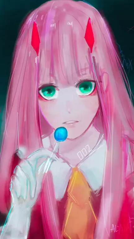 Berbagai gaya fanart Zero Two, dari yang realistis hingga yang bergaya anime khas