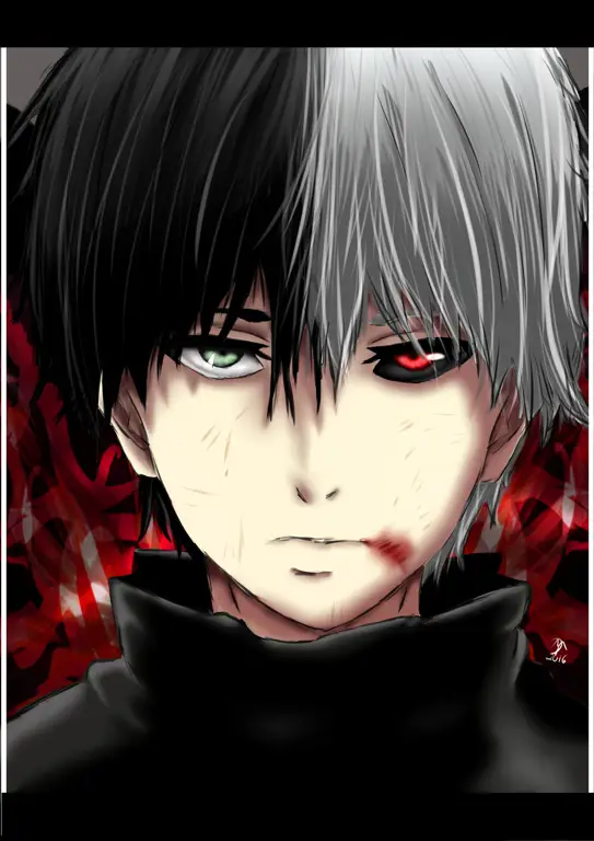 Berbagai pose dan ekspresi Kaneki Ken dalam berbagai gaya seni anime