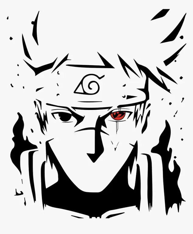 Gambar seni Naruto hitam putih yang keren dan detail