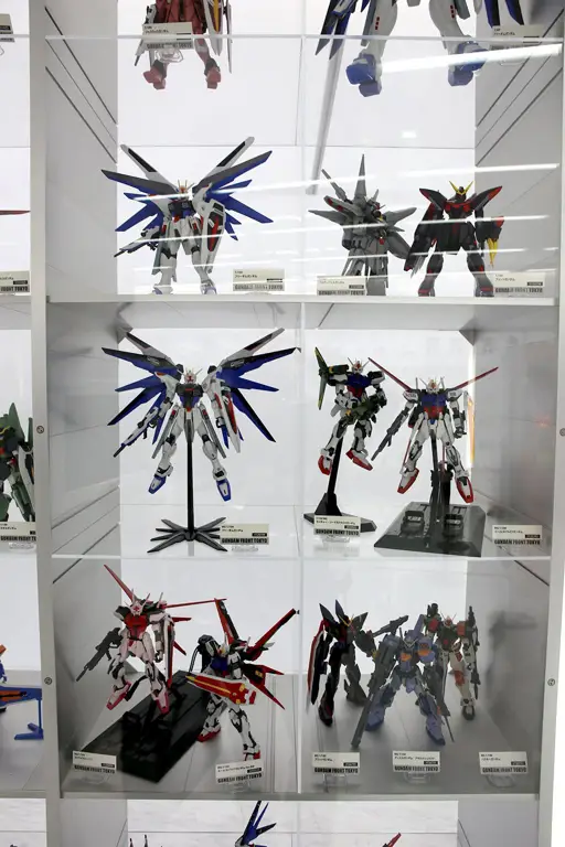 Koleksi Gundam yang sudah dirakit dan dipajang