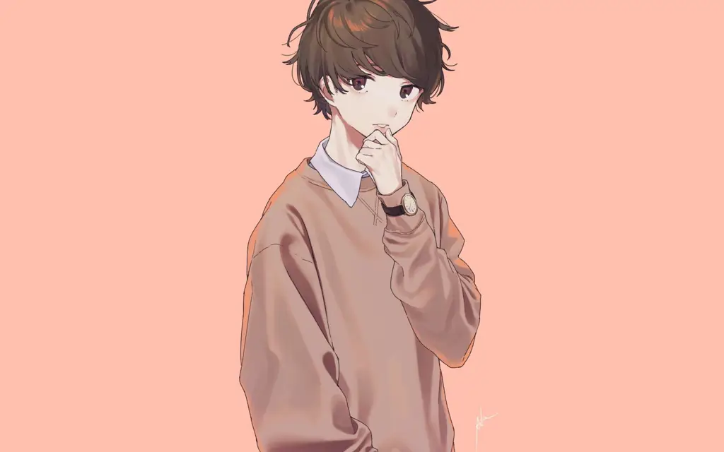 Ilustrasi anime boy kawaii yang lucu