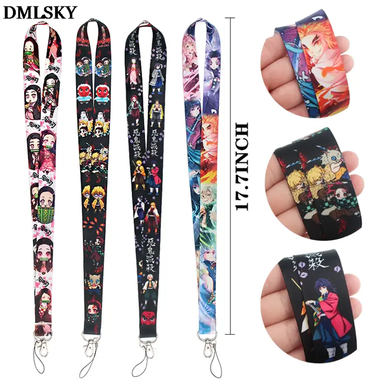 Koleksi berbagai lanyard anime dengan berbagai karakter dan desain.