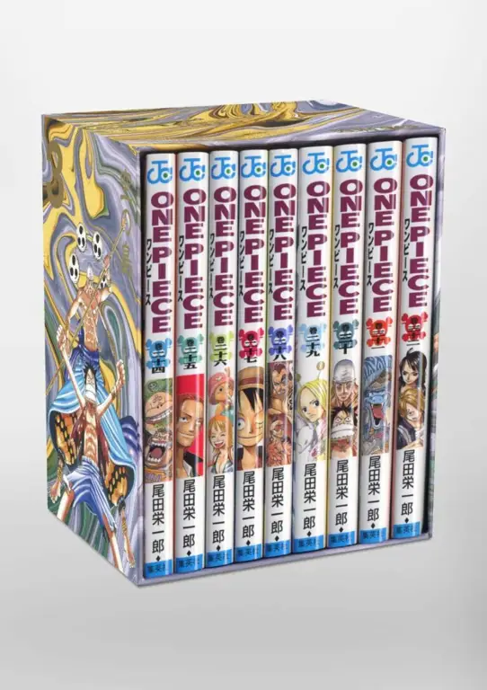 Koleksi box set manga yang tertata rapi