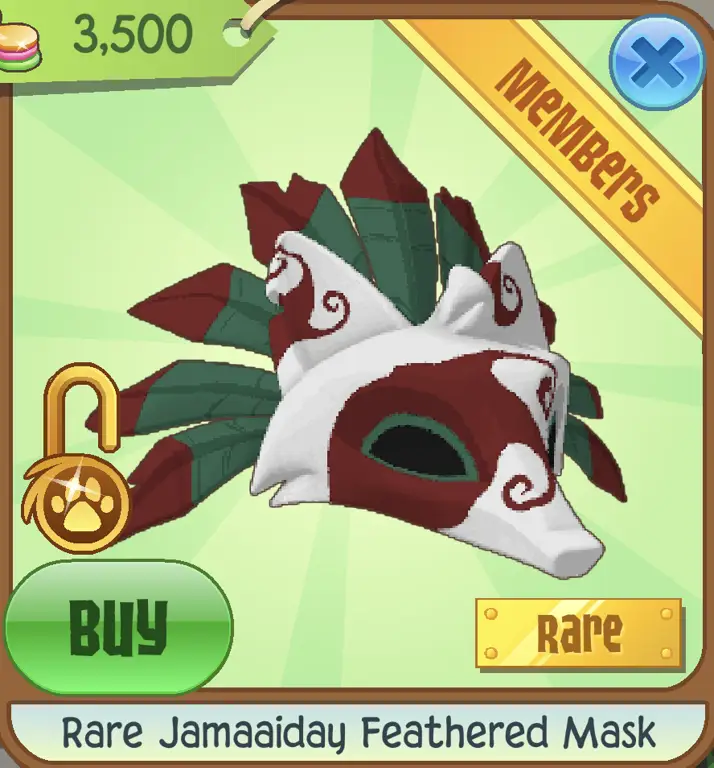 Berbagai desain masker berbulu di Animal Jam