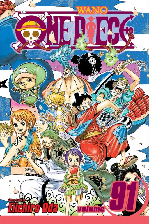 Berbagai contoh sampul manga One Piece yang menarik dan penuh detail.