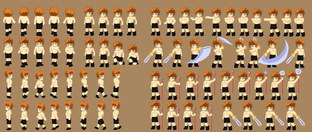 Gambar spritesheet karakter anime