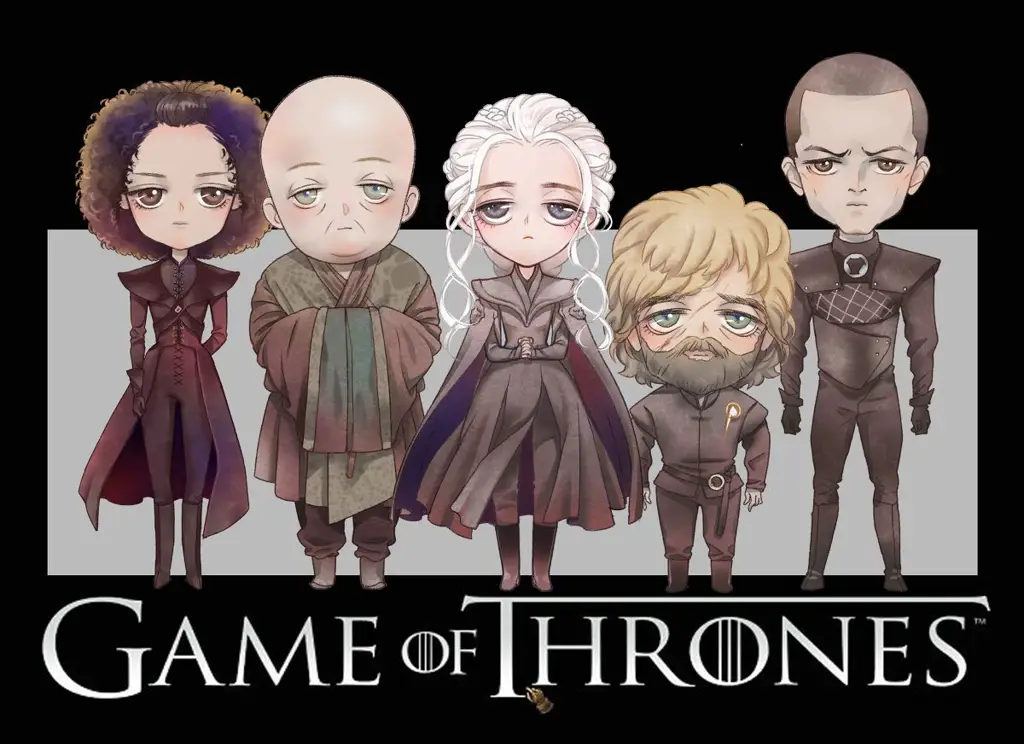 Gambar kombinasi gaya seni anime dan Game of Thrones