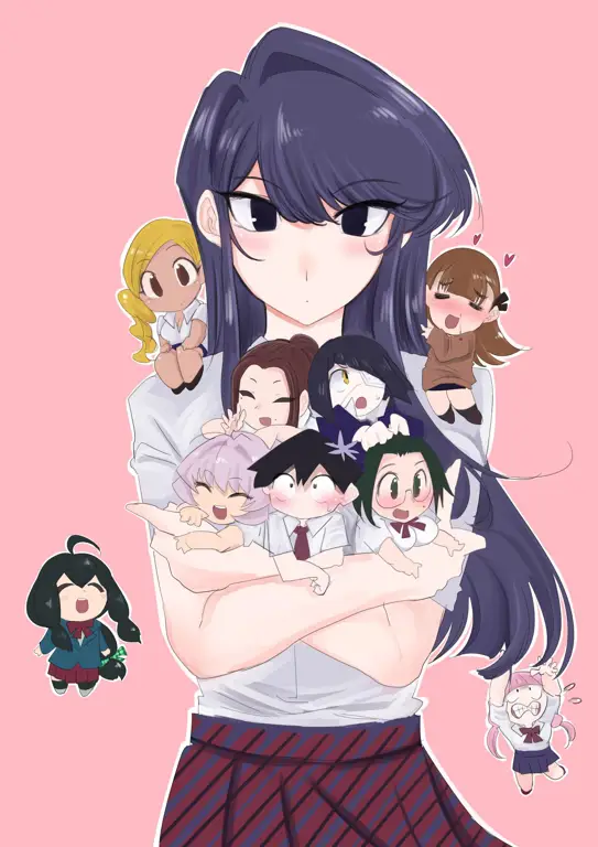 Gambar Komi-san bersama teman-temannya