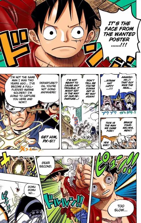 Gambar tampilan komik One Piece di aplikasi baca komik digital.