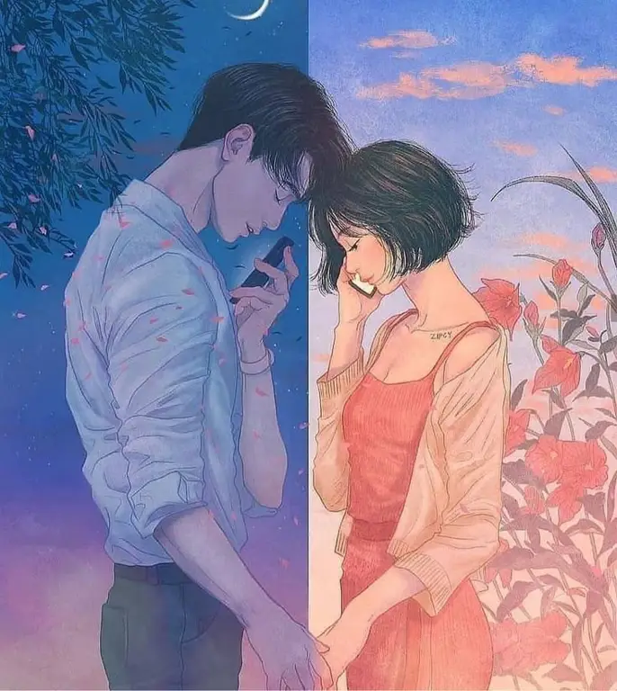 Ilustrasi anime romantis yang aman untuk ditonton