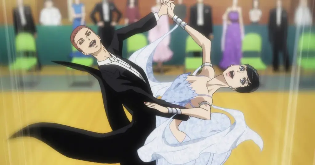 Adegan kompetisi ballroom dance dalam anime