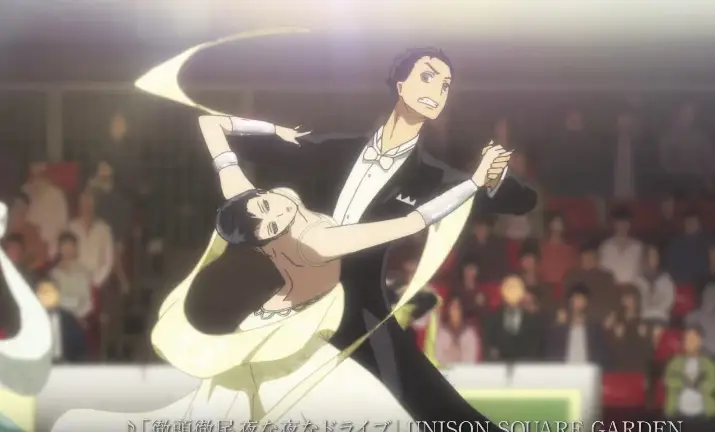 Adegan kompetisi dansa ballroom anime