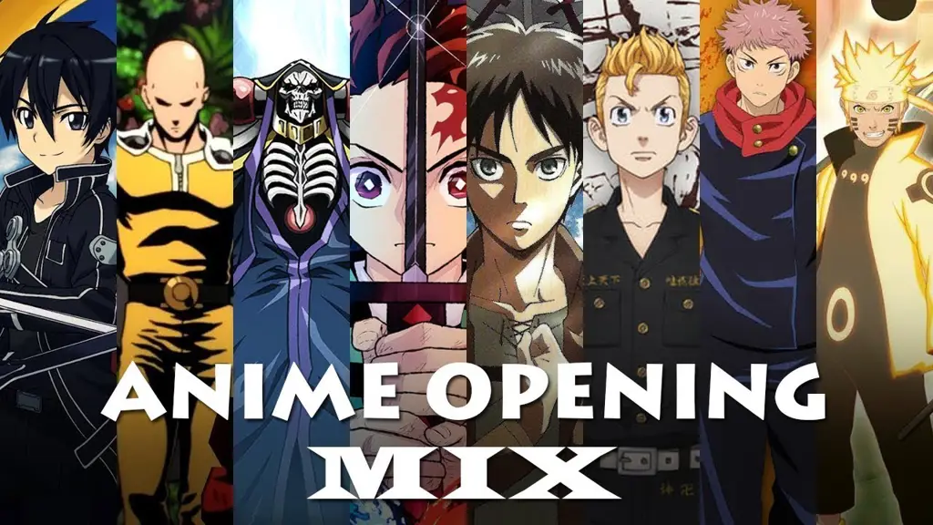 Gambar kompilasi video YouTube yang menampilkan opening anime terbaik