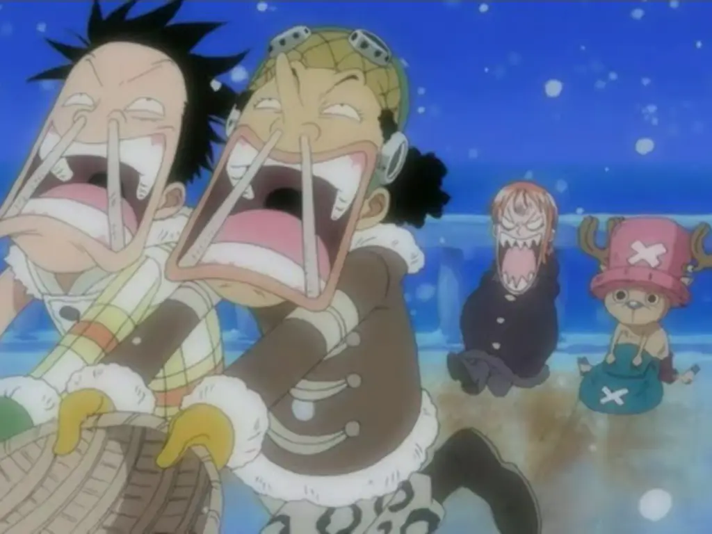 Gambar Luffy dan Usopp sedang bertengkar