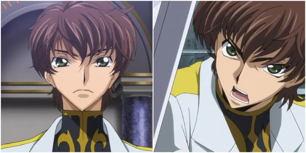 Lelouch dan Suzaku dalam sebuah adegan menegangkan dari Code Geass episode 14