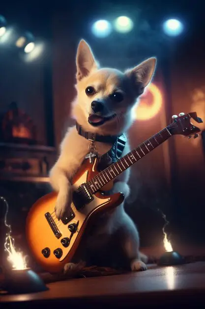 Anjing memainkan gitar