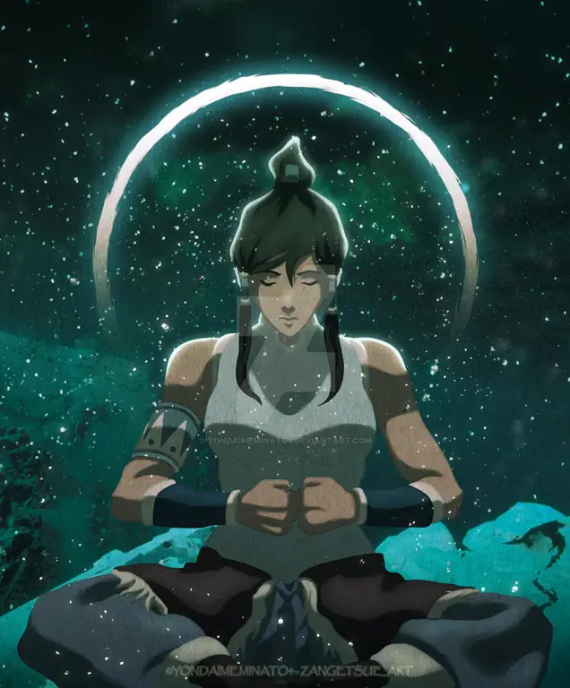 Gambar Korra sedang bermeditasi