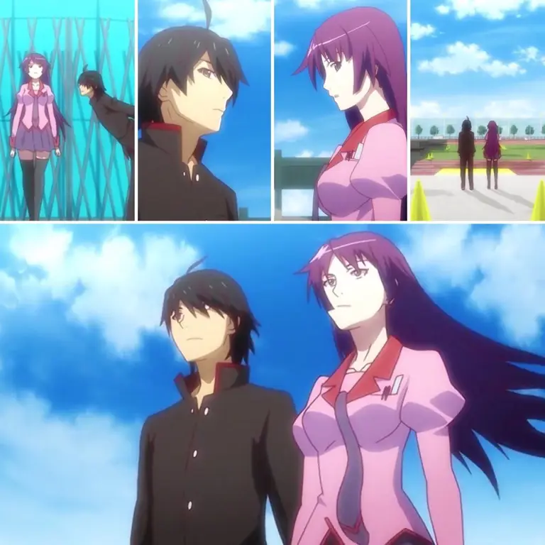 Gambar Koyomi Araragi dan Senjougahara Hitagi