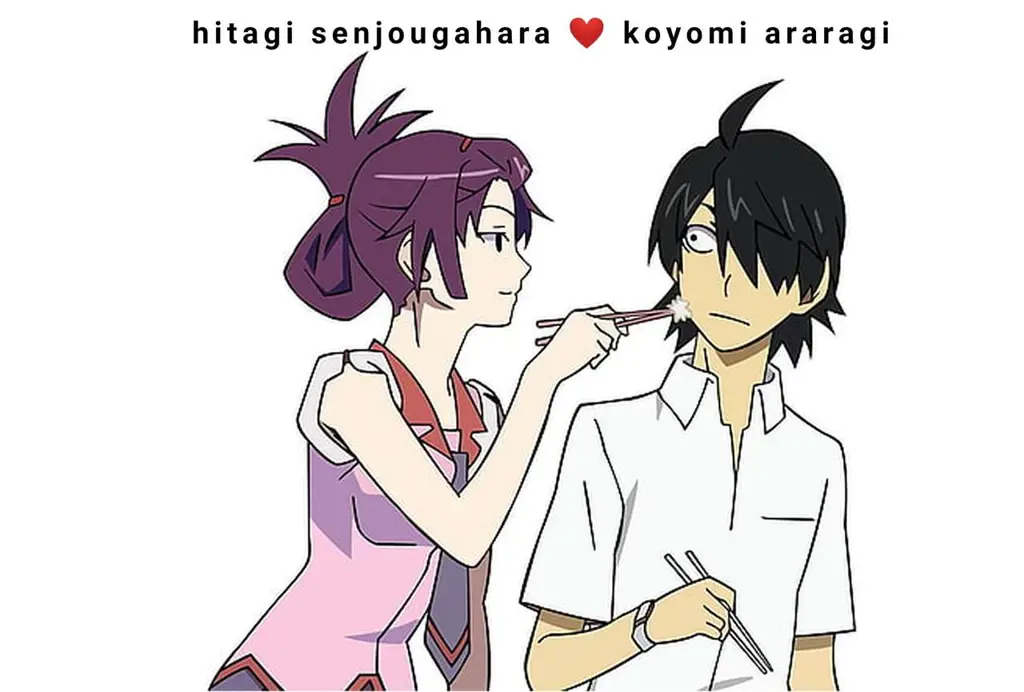 Gambar Araragi Koyomi dan Senjougahara Hitagi