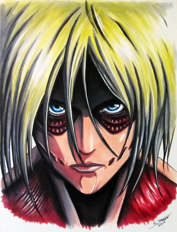 Contoh fanart gadis misterius dari Attack on Titan