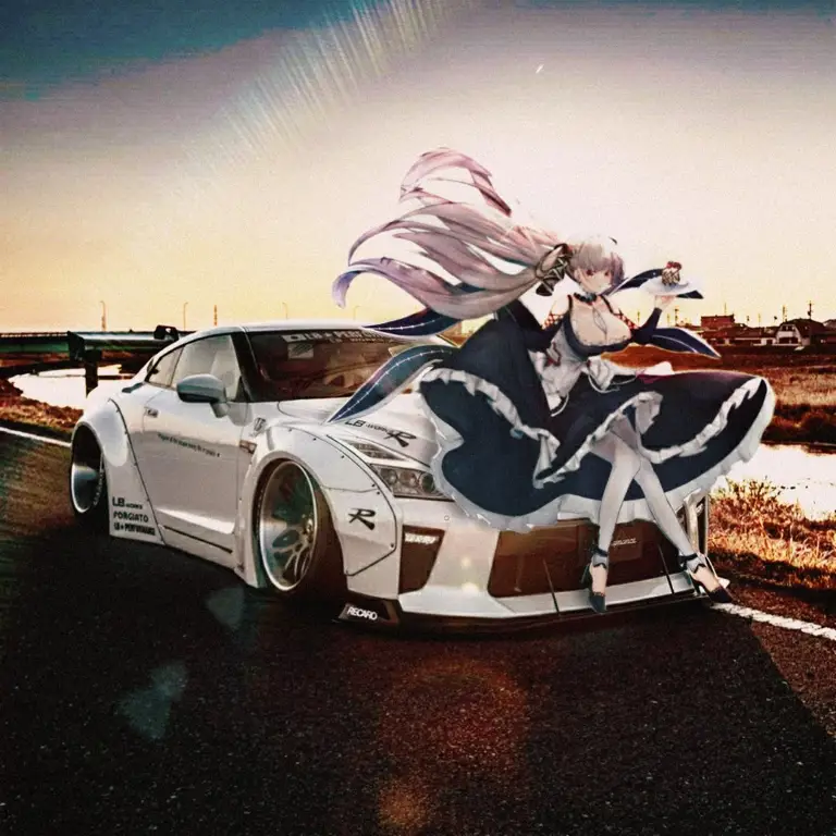 Gambar fan art Nissan GT-R bergaya anime