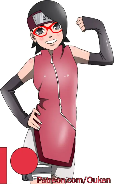 Gambar fanart Sarada Uchiha yang dibuat oleh penggemar