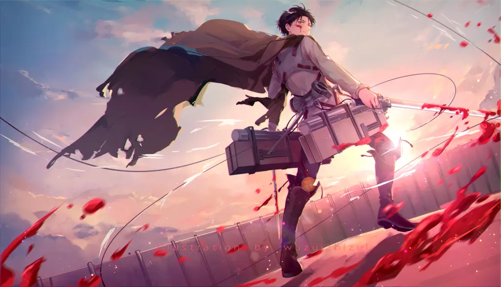 Wallpaper Levi Ackerman karya penggemar