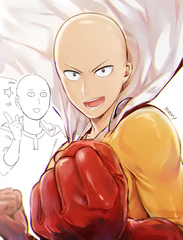 Gambar fanart One Punch Man karya penggemar Indonesia