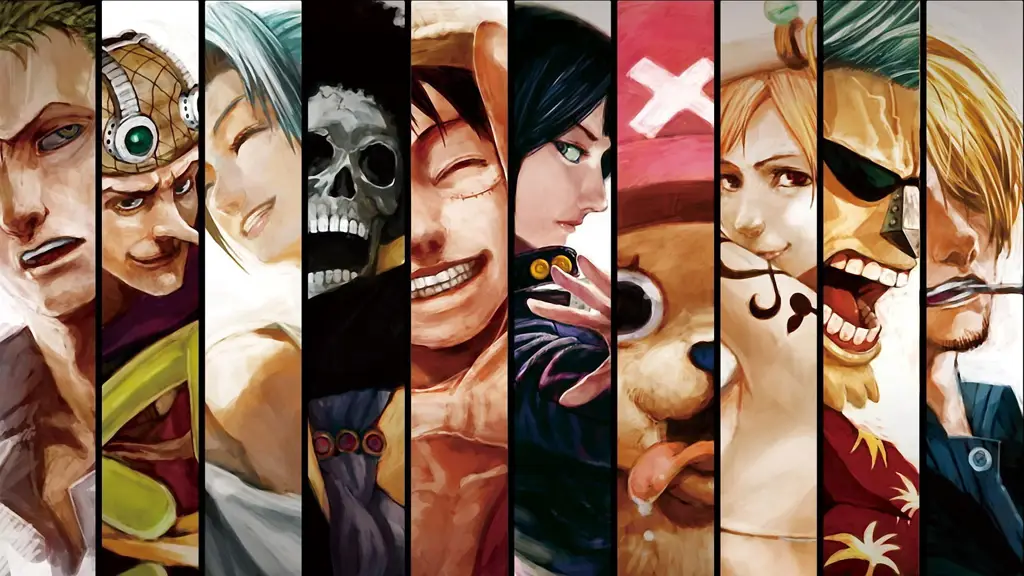 Kru Topi Jerami dalam aksi petualangan Gambar para karakter One Piece