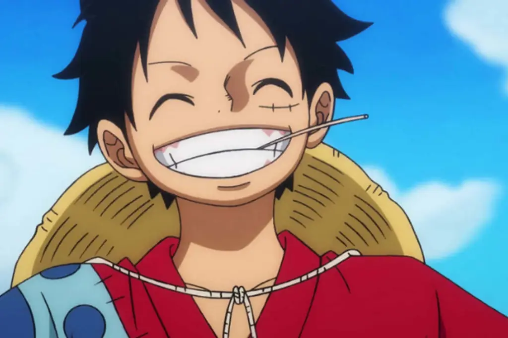 Screenshot dari anime One Piece, menampilkan Luffy dan kru Topi Jerami.