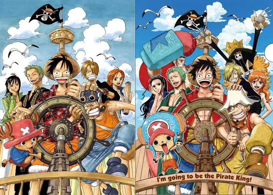 Luffy dan kru Topi Jerami berpose bersama.