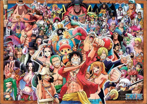 Gambar berbagai karakter One Piece berkumpul