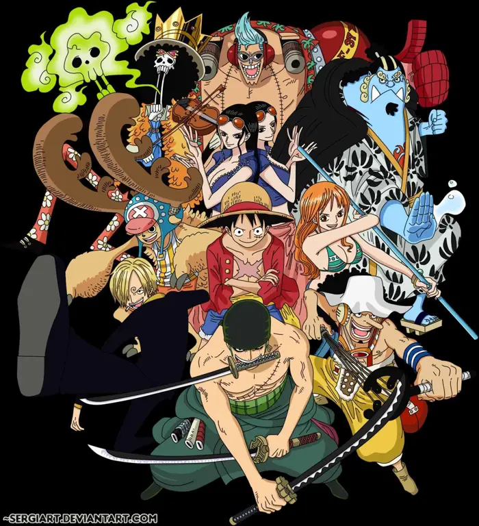 Kru Topi Jerami yang solid Gambar kru topi jerami