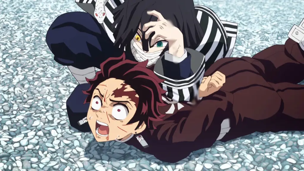 Gambar yang menunjukkan gaya animasi Kimetsu no Yaiba season 2