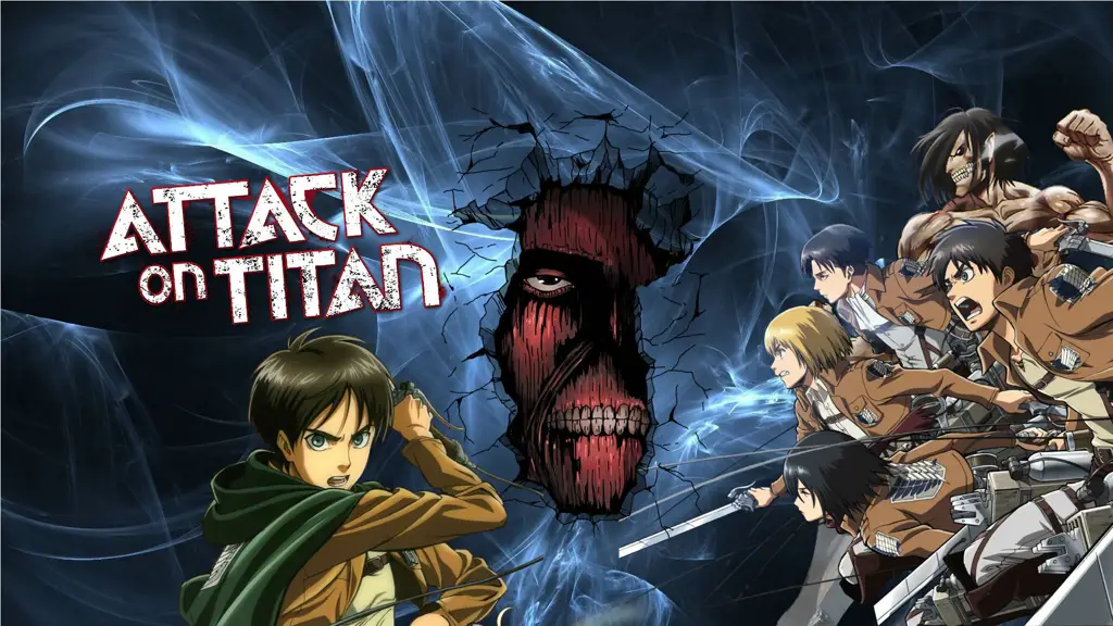 Screenshot adegan dari Attack on Titan dengan kualitas 1080p