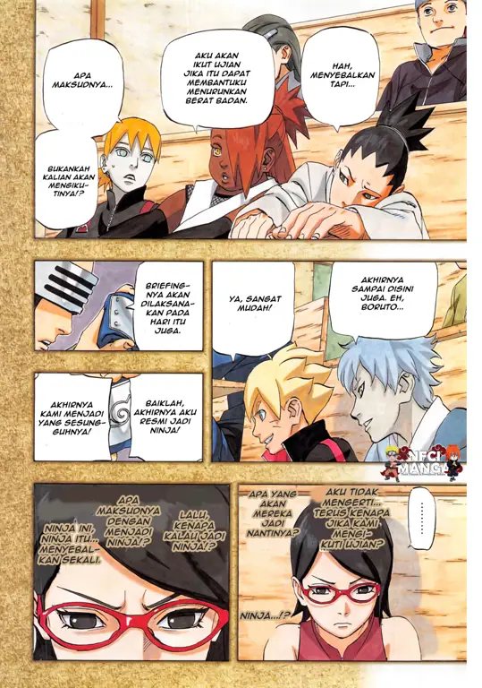 Gambar karya seni berwarna dari Naruto Gaiden chapter 1