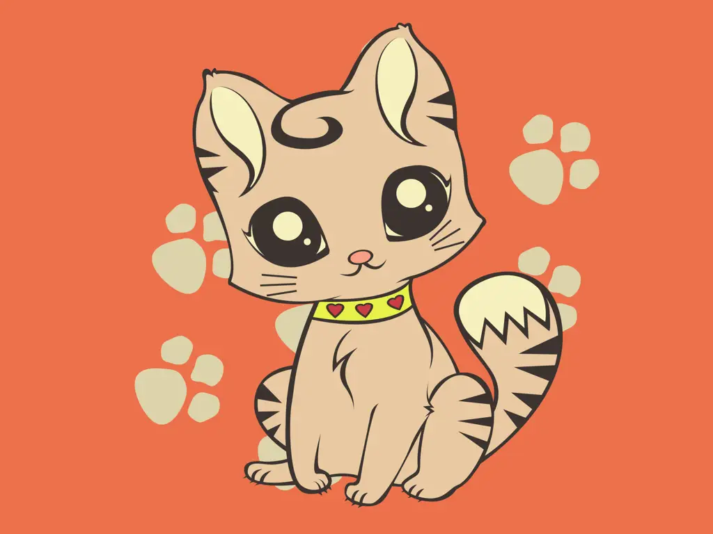 Gambar kucing anime lucu dengan pose menggemaskan