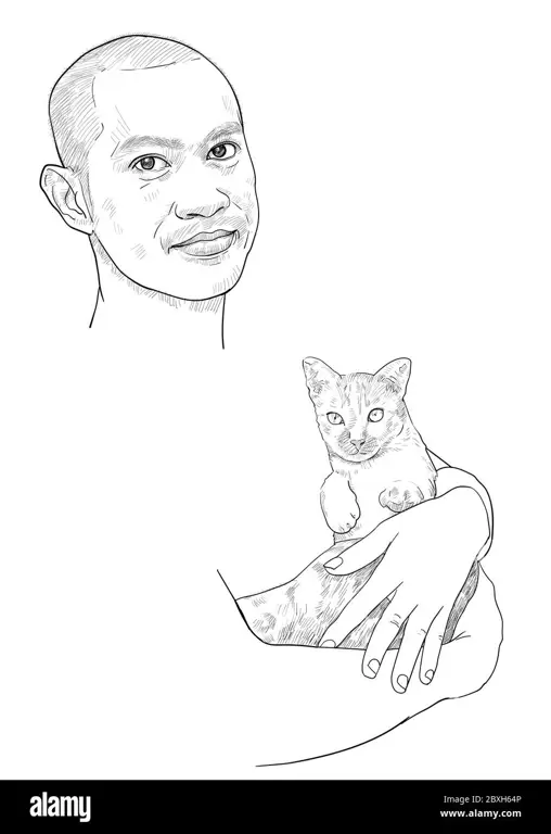 Gambar kucing dan manusia yang lucu sedang berpelukan