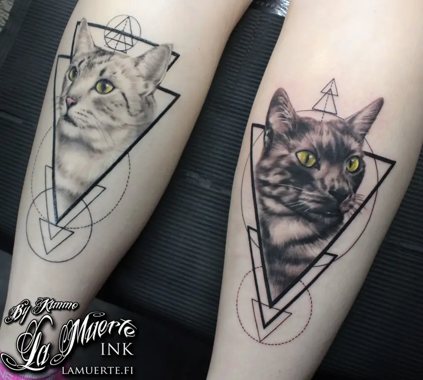 Seni kucing geometris yang penuh warna dan modern