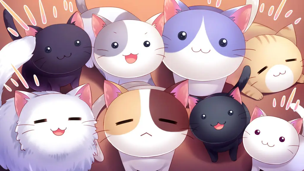 Ilustrasi kucing-kucing lucu bergaya anime