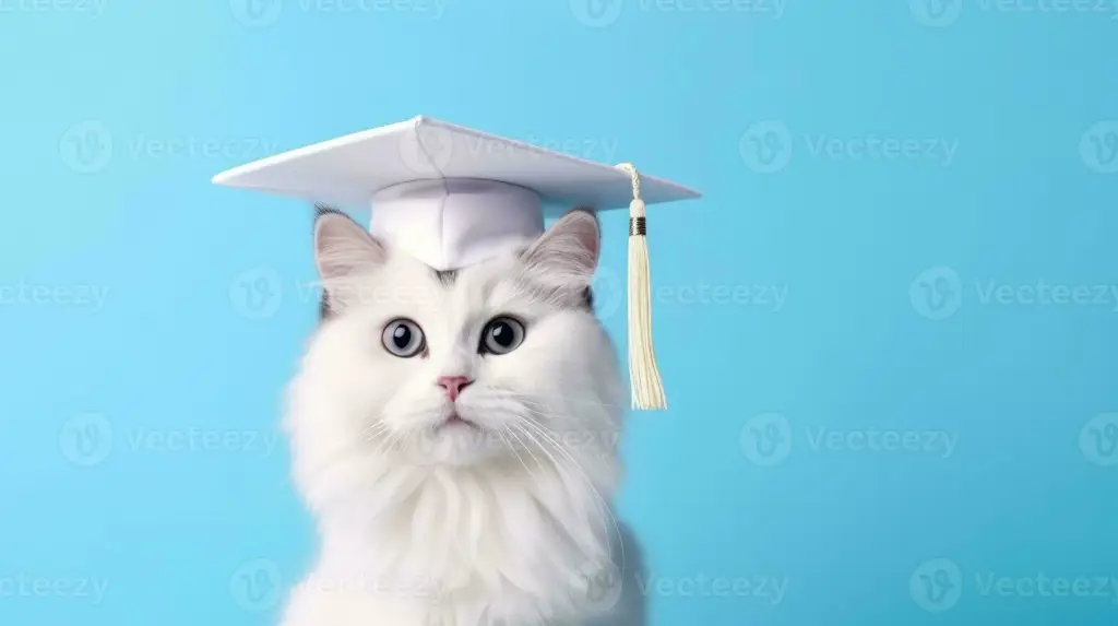 Kucing lucu memakai topi wisuda