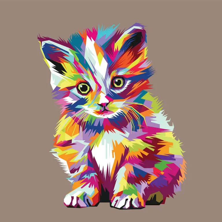 Ilustrasi kucing menggemaskan dengan gaya WPAP