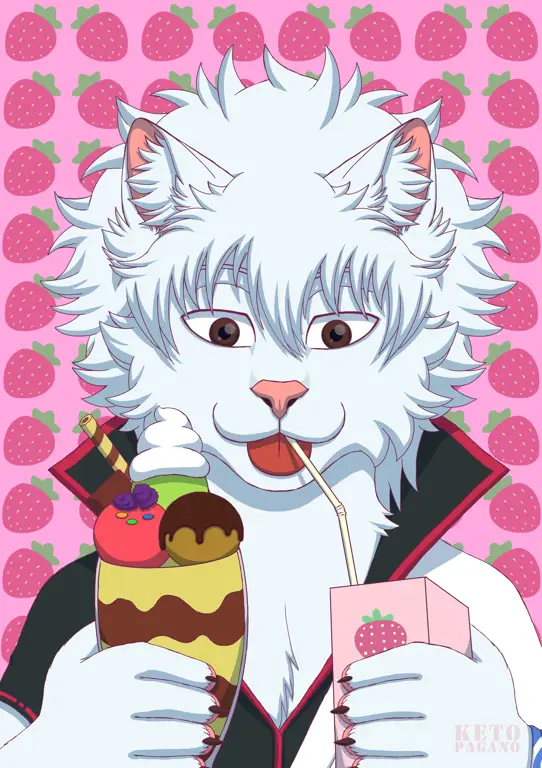 Kucing lucu yang mirip dengan karakter Gintama