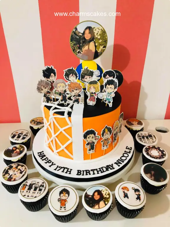 Kue dengan desain karakter anime Jepang