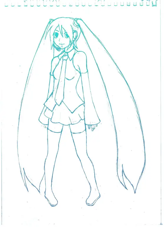 Berbagai pose sketsa Hatsune Miku